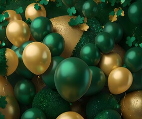 Wall Mural - Number 1 gold balloon with confetti on blue background. 3D Render
