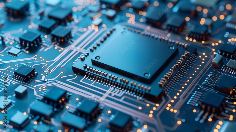 Circuit board close-up. Electronic computer hardware technology. Tech science background.