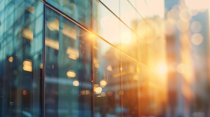 Abstract blurred background of modern glass office building. Shallow depth of field.