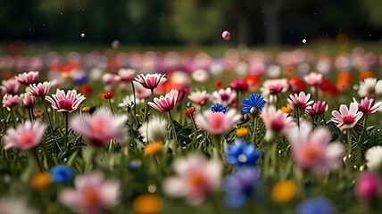 Wall Mural - a beautiful field of flowers