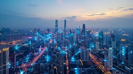Smart city technologies at work, integrating IoT devices for efficient urban management
