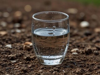 close-up picture of glass of water in a ground