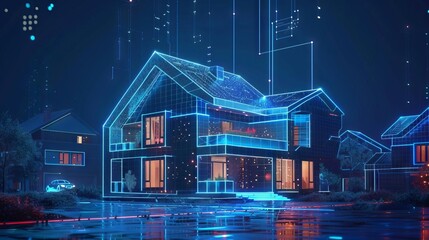 aicontrolled smart house construction using artificial intelligence and iot futuristic architecture system development digital illustration