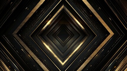 Wall Mural - A black and gold diamond shaped image with a gold border