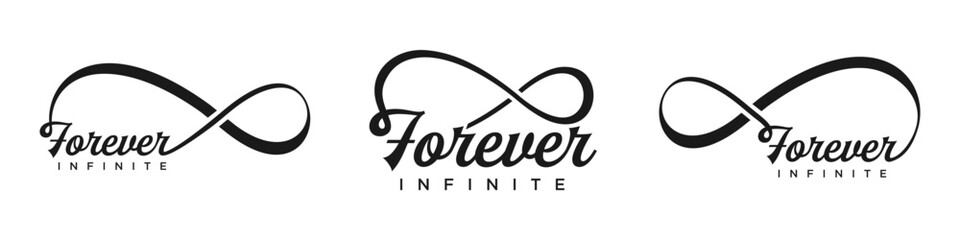 forever infinity logo design, wordmark forever with infinity icon combination, vector illustration
