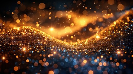 Wall Mural - abstract golden background with bokeh effect and shining defocused glitters festive gold texture for christmas new year birthday celebration greeting victory success magic party.stock photo