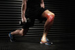 © peopleimages.com - Man, leg and muscle skeleton for exercise with 3d anatomy, red glow and overlay dumbbell for fitness. Athlete, weightlifting and bones in joint or foot from training, workout and physical activity