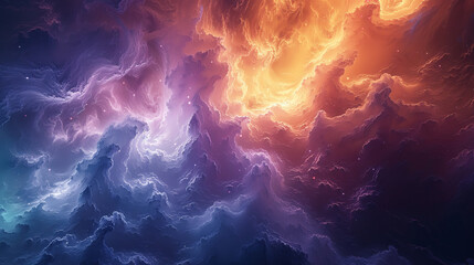 Wall Mural - Ethereal Abstract Cloudscape with Warm and Cool Tones