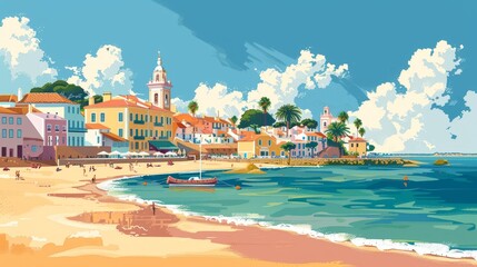 Wall Mural - Illustration of Cascais, Portugal

