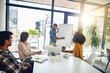 © peopleimages.com - Presentation, whiteboard and charts for meeting, sales and projection for strategy discussion with team. Boardroom, data or analysis for planning or management people, presenter or workshop in office