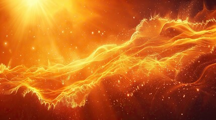 sun rays shining on orange and yellow abstract background ambiance illustration of solar energy and 