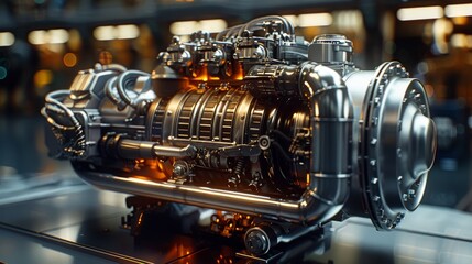 Poster - New car engine, Diesel engine, Engine. Generative AI.