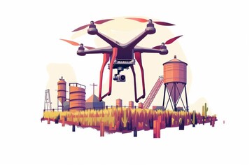 Wall Mural - Modern agriculture employs drones for efficient, productive farm layouts, optimizing operations with smart, innovative technology