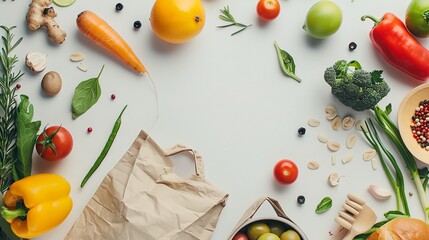 Poster - a table topped with a bag of vegetables