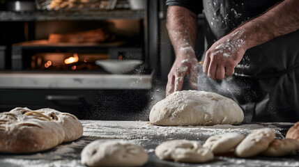 Wall Mural - Bread and raw materials for flavoring such as flour, yeast, and production equipment