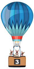 Sticker - Three rabbits enjoying a balloon flight together