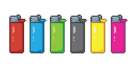 Collection of cigarette lighters, pixel art object