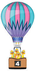 Sticker - Cartoon birds enjoying a balloon ride together