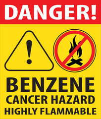 Poster - Benzene highly flammable cancer hazard sign vector.eps