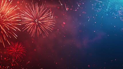 4th of july fireworks background, night sky with colorful fireworks display