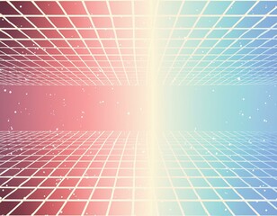 Wall Mural - Cyan blue and red grids neon glow light grid backdrop design with creativity, virtual reality concept, hi-tech abstract backgroud