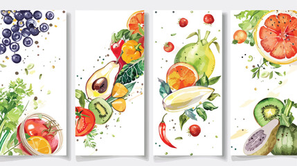  Bundle of web banner templates with wholesome food 