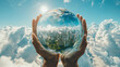 © Sweetrose official  - Planet Earth in the hands of a man against the background of the lights of the evening city. Concept and symbol on the theme of ecology, earth conservation. Elements of this image furnished.