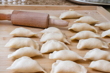 Homemade pierogi ready to boil