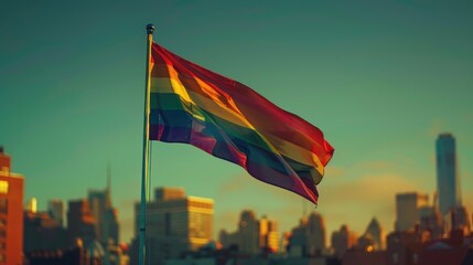 Colors of Freedom The LGBTQ Rainbow Flag Soars Above the City