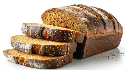 The simplicity of cut rye bread isolated on a white background