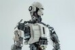 © Maryna - Humanoid robot with intricate mechanical parts and articulated joints, standing against a plain, light background.