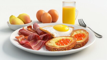 Wall Mural - americans breakfast, isolated on white background