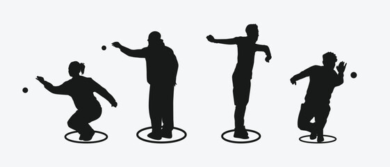 Wall Mural - Petanque set silhouettes vector illustration.