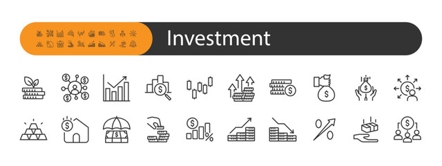 Wall Mural - set of investment icons, budget, money management,