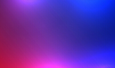 LED screen display with glowing neon blue and pink dot lights. TV pixel background, videowall. Monitor with dots. Electronic purple diode effect. Digital television technology lcd projection. Vector.
