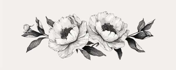 Canvas Print - peony line art simple minimal. vector simple illustration