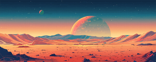 Wall Mural - mars surface vector illustratio