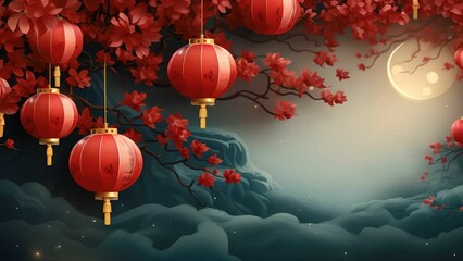 Wall Mural - Chinese New Year , Chinese red lantern festival asian decor traditional