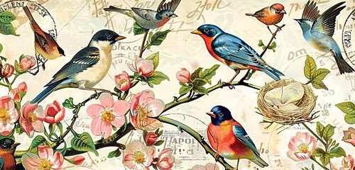 Poster - birds on a branch