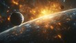 © ckybe - The creation of a solar system, depicted in a 3D digital rendering.