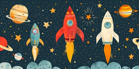 Wall Mural - engaging space adventure for young curious minds