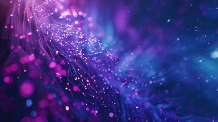 Abstract purple blue particles of fiber optics