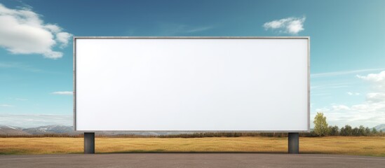 Fototapete - A blank white billboard seen from below serves as a template for mockup designs It offers ample space for your text or advertisements