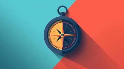 Stylized illustration of a compass on a split teal and coral background, highlighting navigation and direction themes.