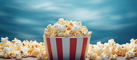 Sticker - An illustration depicting a cinema themed ambiance with a bowl of popcorn leaving ample space for additional images or text