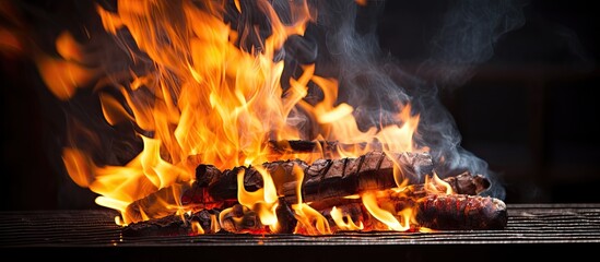 Sticker - The image showcases a barbeque fire with ample copy space for text or other elements