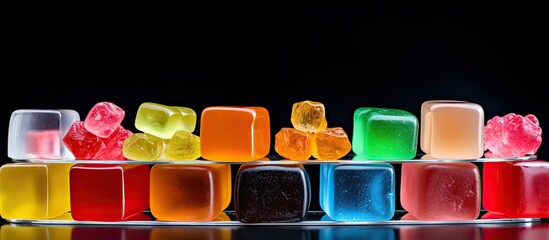 Aufkleber - Colorful sugar jelly with a variety of shapes and colors 38 characters. Creative banner. Copyspace image