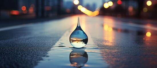 Fototapete - Blurred image of a water drop on a road with copy space