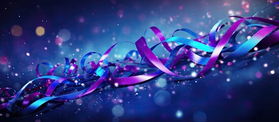 Wall Mural - A vibrant ultraviolet background filled with streamers confetti and ample room for additional text or images