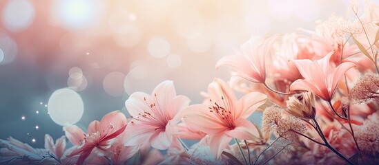 Fototapete - Image of flowers with copy space in the background